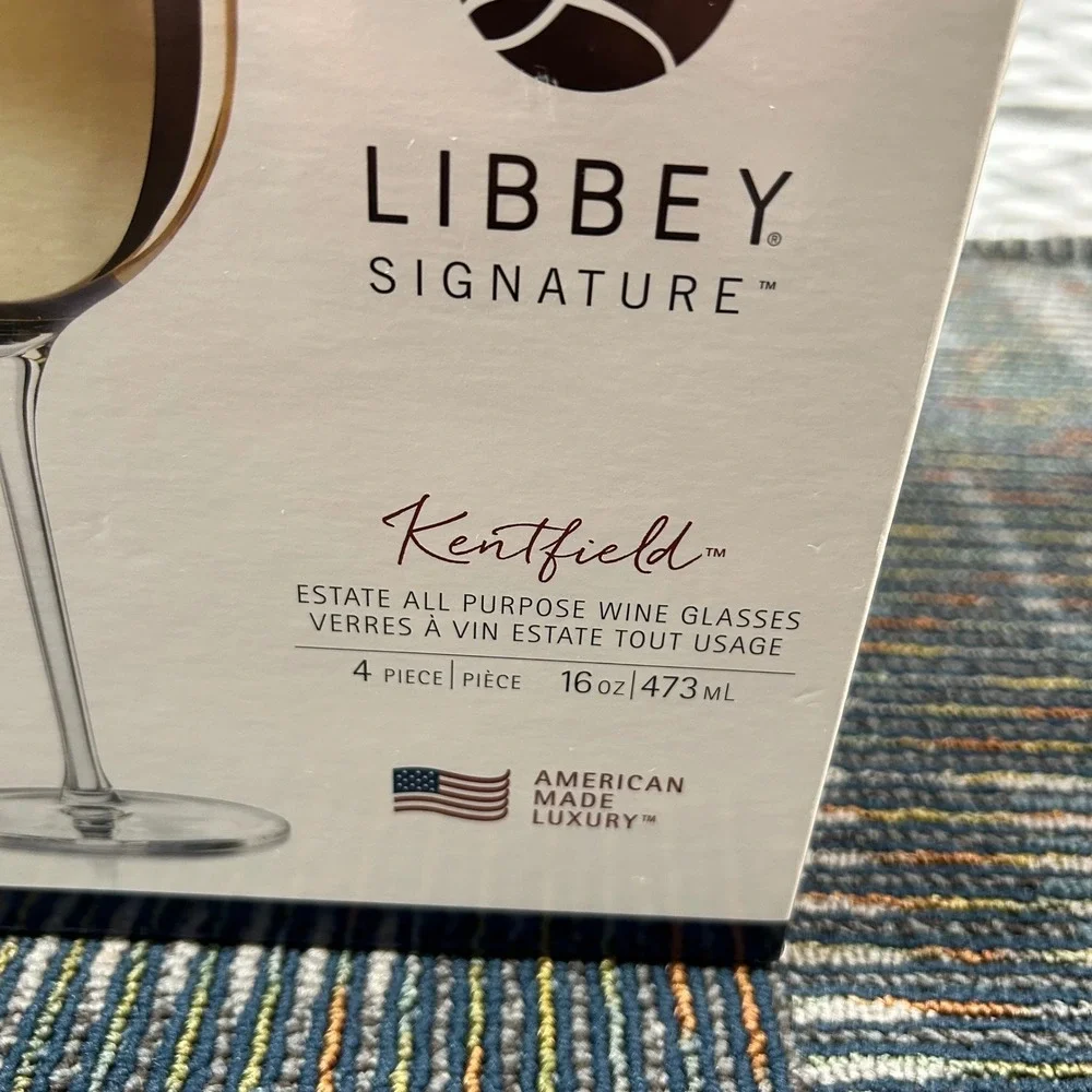 Libbey Wine Glasses 16oz Clear Kentfield Signature Estate 4 Piece Set New in Box